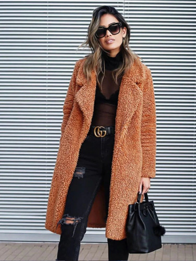 Women's Coat - Textured Teddy Look