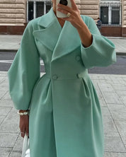 Women's Coat - Double Breasted with Wide Collar
