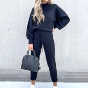 Women's Loungewear Set - Long Sleeve Top & Drawstring Trousers