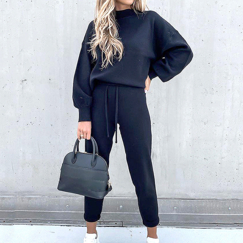 Women's Loungewear Set - Long Sleeve Top & Drawstring Trousers