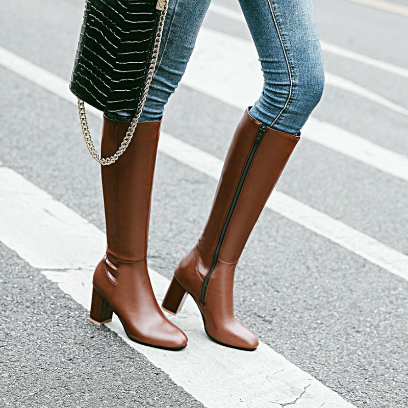 Elegant Knee-High Heeled Boots for Women