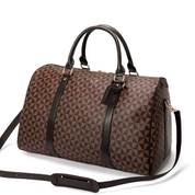 Men's Geometric Print Travel Duffle Bag - Leather Weekender