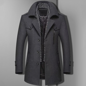Men's Coat - Notched Lapel with Button Closure