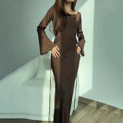 Elegant Long Dress with Flared Sleeves for Women