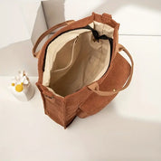 Women's Corduroy Shoulder Tote Bag - Stylish Spacious Versatile