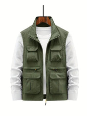 Versatile Multi-Pocket Zip Vest for Men | Sean