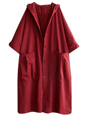 Women's Longline Coat - With Hood and Patch Pockets
