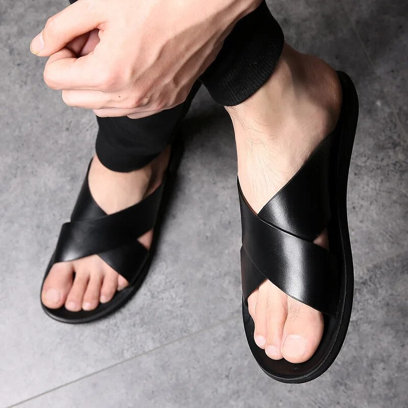 Comfortable Anti-Slip Cross Strap Sandals for Men