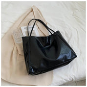 Women's Retro Leather Shoulder Tote Bag - Striking Colour Spacious Sophisticated