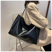 Women's Retro Leather Shoulder Tote Bag - Striking Colour Spacious Sophisticated