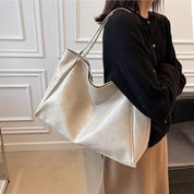 Women's Retro Leather Shoulder Tote Bag - Striking Colour Spacious Sophisticated
