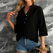 Lightweight Band Collar Blouse for Women