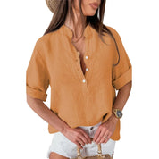 Lightweight Band Collar Blouse for Women