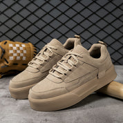 Men's Lace-Up Trainers - Platform Sole with Panel Details