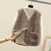 Women's Gilet - Shearling Style with Button Closure