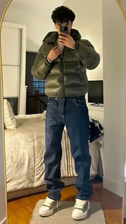 Men's Puffer Jacket - Hooded with Full Zip Closure