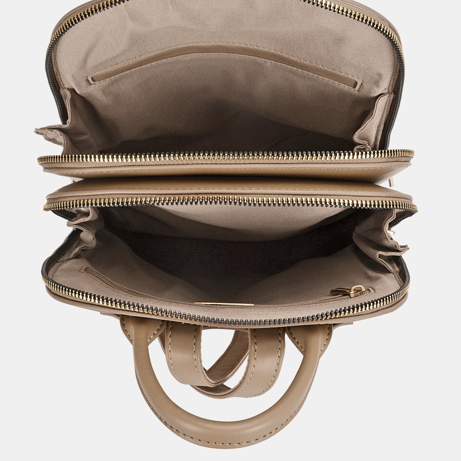 Women's Leather Backpack - Full Zip Closure & Top Handle