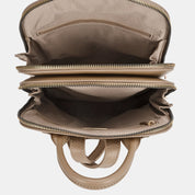 Women's Leather Backpack - Full Zip Closure & Top Handle