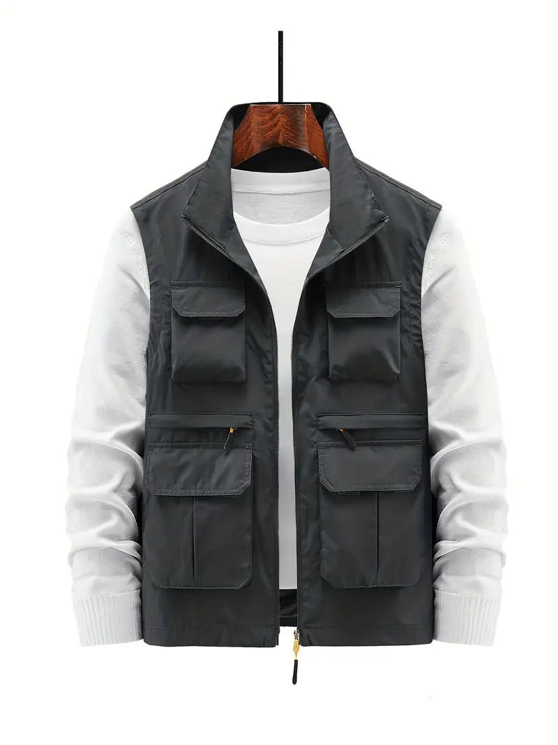 Versatile Multi-Pocket Zip Vest for Men | Sean