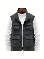 Versatile Multi-Pocket Zip Vest for Men | Sean