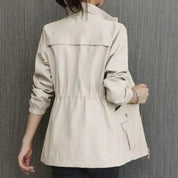 Women's Utility Jacket - Drawstring Waist with High Neck