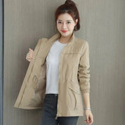 Women's Utility Jacket - Drawstring Waist with High Neck