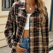 Women's Plaid Shirt - Button-Front with Chest Pockets