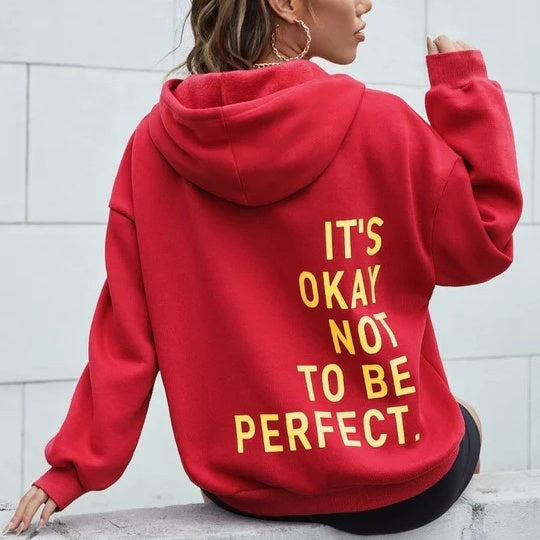 Women's Hoodie - Slogan Print with Kangaroo Pocket