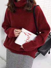 Women's Oversized Winter Jumper - Roll Neck and Drop Shoulder Fit