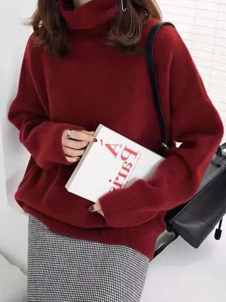 Women's Oversized Winter Jumper - Roll Neck and Drop Shoulder Fit