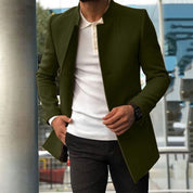 Men's Coat - Band Collar with Structured Front