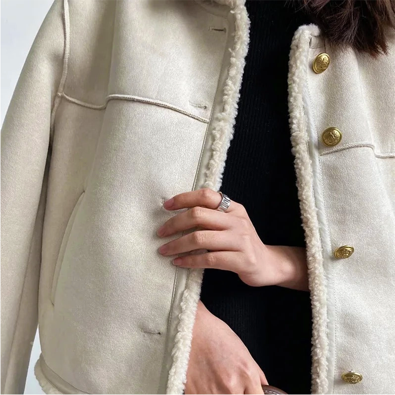 Women's Vintage Suede Jacket - Warm and Comfortable Fit
