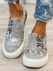 Casual Animal Print Canvas Slip-On Sneakers for Women