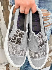 Casual Animal Print Canvas Slip-On Sneakers for Women