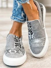 Casual Animal Print Canvas Slip-On Sneakers for Women