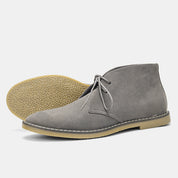 Men's Lace-Up Ankle Boots - Low Heel