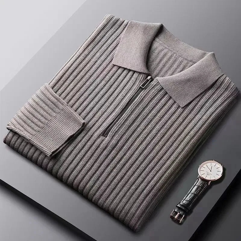 Men's Jumper - Quarter-Zip with Ribbed Design
