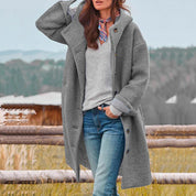 Women's Coat - Button Front with Hood