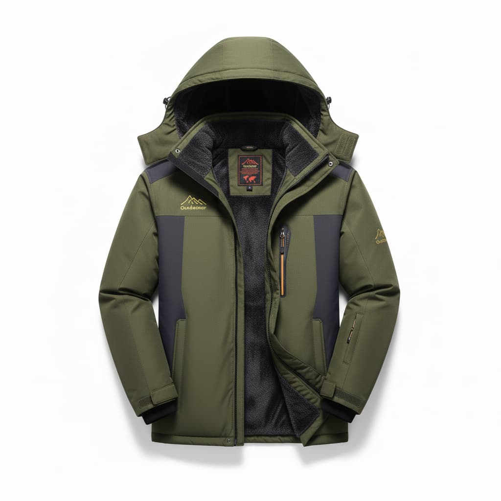 Men's Waterproof Winter Jacket - Hooded with Chest Zip Pocket
