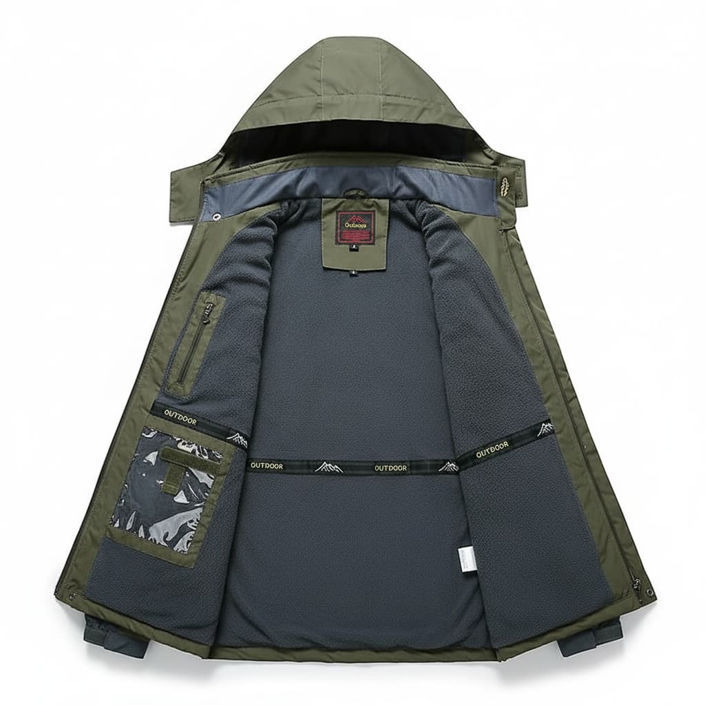 Men's Waterproof Winter Jacket - Hooded with Chest Zip Pocket