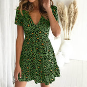 Women's Leopard Print Mini Party Dress - Elegant Trendy Figure-Flattering