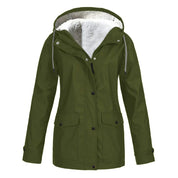Women's Waterproof Hooded Jacket - Warm Lining Design