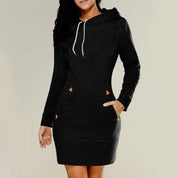 Women's Jumper Dress - Drawstring Hood with Pockets