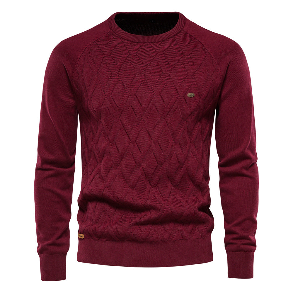 Men's Jumper - Crew Neck with Diamond Pattern