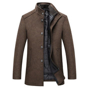 Men's Coat – Stand Collar with Quilted Insert