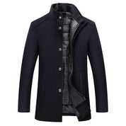 Men's Coat – Stand Collar with Quilted Insert