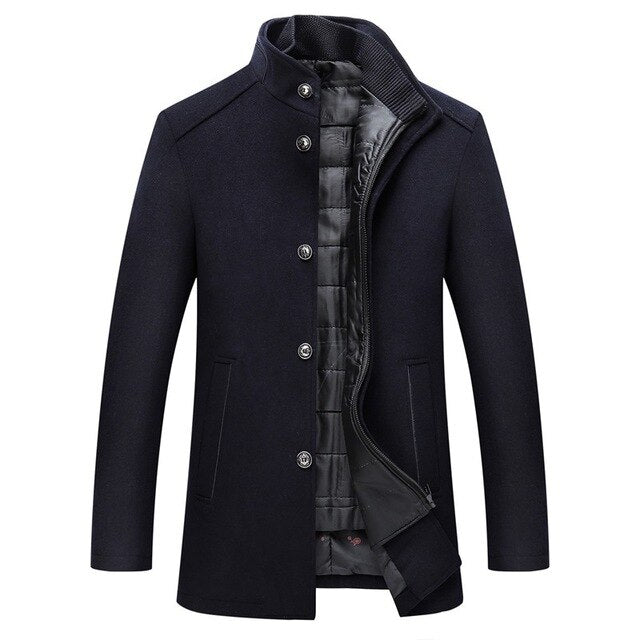 Men's Coat – Stand Collar with Quilted Insert