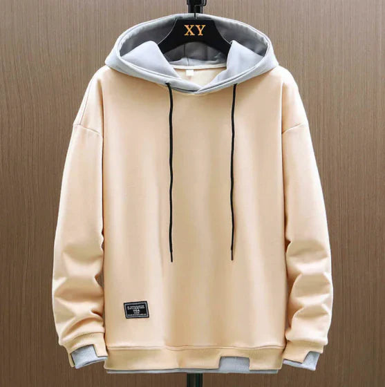 Men's Contrast Hooded Jumper - Long Sleeve and Oversized Fit
