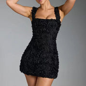 Romantic 3D Floral Appliqué Mini Dress for Women
