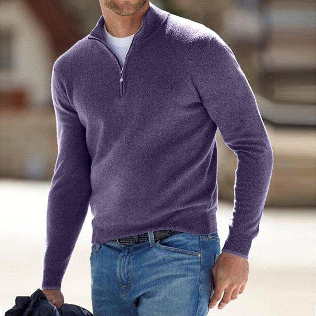 Men's Jumper - Quarter-Zip with Funnel Collar